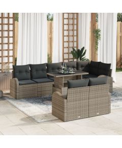 vidaXL 9-częściowy zestaw sofy ogrodowej z poduszkami szary polirattan Dārza mēbeļu komplekti