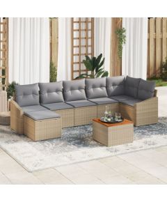 vidaXL Zestaw ogrodowy  z 8 elementami z poduszkami Beżowy Polirattan Akacja Dārza mēbeļu komplekti