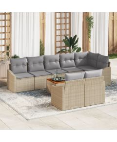 vidaXL Zestaw sofy ogrodowej  9-częściowy z poduszkami Beżowy Rattan Akacja Dārza mēbeļu komplekti