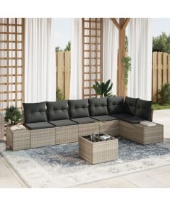 vidaXL 7-Częściowy Zestaw Sof Ogrodowych  z Poduszkami Szary Polirattan Dārza mēbeļu komplekti