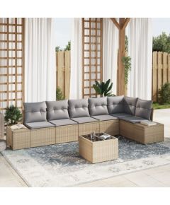 vidaXL Zestaw sof ogrodowych  7 częściowy z poduszkami czarny polirattan Dārza mēbeļu komplekti