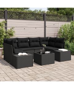 vidaXL Czarny Zestaw 7 Częściowy Sofa Ogrodowa z Poduszkami z Polirattanu Dārza mēbeļu komplekti