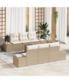 vidaXL Zestaw Sofowy 7-częściowy z Poduszkami Beżowy Polirattan Dārza mēbeļu komplekti