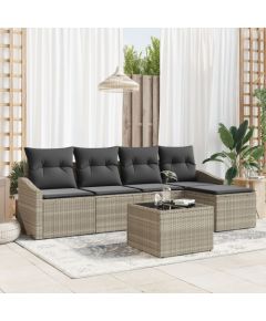 vidaXL 6-częściowy Zestaw Sofy Ogrodowej z Poduszkami Szary Polirattan Dārza mēbeļu komplekti