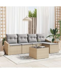 vidaXL Zestaw 6-częściowy sof ogrodowych  z poduszkami czarny polirattan Dārza mēbeļu komplekti