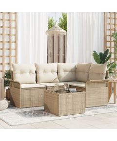 vidaXL 5-częściowy zestaw sof ogrodowych z poduszkami w brązowym polirattanie Dārza mēbeļu komplekti