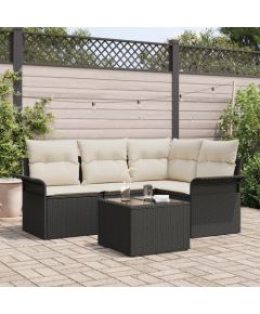 vidaXL 4-częściowy zestaw kanap ogrodowych z poduszkami czarny polirattan Dārza mēbeļu komplekti