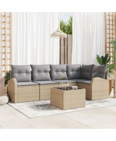 vidaXL 6-elementowy zestaw sof ogrodowych z poduszkami czarny polirattan Dārza mēbeļu komplekti