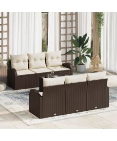 vidaXL Zestaw 7-osobowy sof ogrodowych z poduszkami Brązowy Polirattan Dārza mēbeļu komplekti