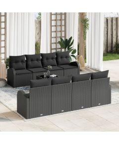 vidaXL Zestaw Sof Ogrodowych  9-elementowy z Poduszkami Czarny Polirattan Dārza mēbeļu komplekti