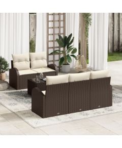 vidaXL Zestaw 6-częściowy kanapowy  z poduszkami brązowy polirattan Dārza mēbeļu komplekti