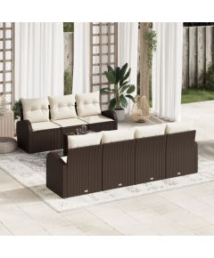 vidaXL 8-częściowy zestaw sof ogrodowych z poduszkami w brązowym polirattanie Dārza mēbeļu komplekti