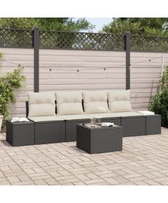 Vidaxl Zestaw 5-częściowy sof ogrodowych z poduszkami czarny rattan Dārza mēbeļu komplekti