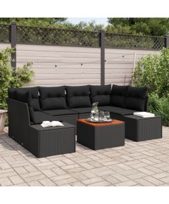 Vidaxl Zestaw sof ogrodowych  7-częściowy z poduszkami, czarny, polirattan Dārza mēbeļu komplekti