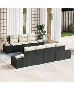 Vidaxl 8-częściowy zestaw sof ogrodowych z poduszkami Czarny polirattan Dārza mēbeļu komplekti
