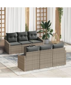 Vidaxl 7-elementowy zestaw sof ogrodowych z poduszkami Szary Polirattan Dārza mēbeļu komplekti