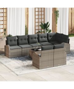 Vidaxl Zestaw 8-częściowy sofy ogrodowej z poduszkami czarny polirattan Dārza mēbeļu komplekti