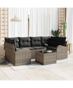 Vidaxl 7-częściowy zestaw sof ogrodowych z poduszkami szary polirattan Dārza mēbeļu komplekti