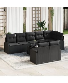 Vidaxl 9-częściowy Zestaw Sof Ogrodowych z Poduszkami Czarny Polirattan Dārza mēbeļu komplekti