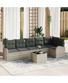 Vidaxl 7 częściowy zestaw sof ogrodowych z poduszkami Szary Polirattan Dārza mēbeļu komplekti