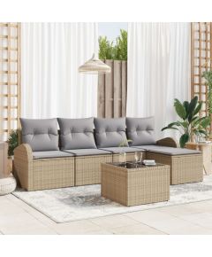 Vidaxl 6-częściowy zestaw sofy ogrodowej z poduszkami czarny polirattan Dārza mēbeļu komplekti