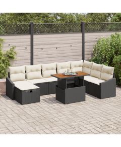 vidaXL Zestaw Sofa Ogrodowa  9-częściowy z Poduszkami Czarny Polirattan Dārza mēbeļu komplekti