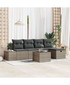 vidaXL 6-częściowy zestaw sof ogrodowych z poduszkami szary polyrattan Dārza mēbeļu komplekti