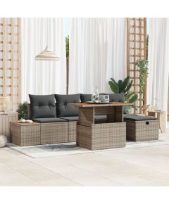 vidaXL 6-częściowy zestaw sof ogrodowych z poduszkami Szary Polirattan Dārza mēbeļu komplekti