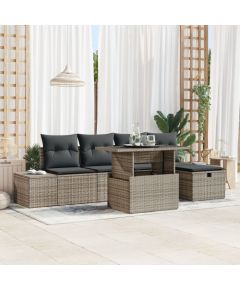 vidaXL Zestaw 6-częściowy sofy ogrodowej z szarym polirattanem Dārza mēbeļu komplekti