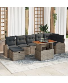 vidaXL Zestaw Sofy Ogrodowej 8-częściowy z Poduszkami Szary Polirattan Dārza mēbeļu komplekti