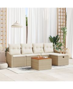 vidaXL Zestaw sof ogrodowych  w 6 częściach z poduszkami Beżowy poli rattan Dārza mēbeļu komplekti