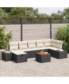 vidaXL Zestaw wypoczynkowy  z 8 elementów z poduszkami Czarny Polirattan Dārza mēbeļu komplekti