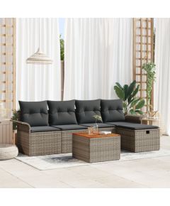 vidaXL Zestaw kanap ogrodowych 6-częściowych z poduszkami szary polirattan Dārza mēbeļu komplekti