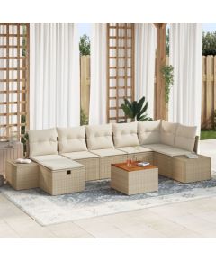 vidaXL Zestaw sof ogrodowych w 8 częściach z poduszkami beżowego polirattanu Dārza mēbeļu komplekti