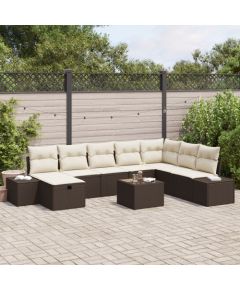 vidaXL Zestaw Sofy Ogrodowej  w 9 częściach z Poduszkami Brązowy Polirattan Dārza mēbeļu komplekti