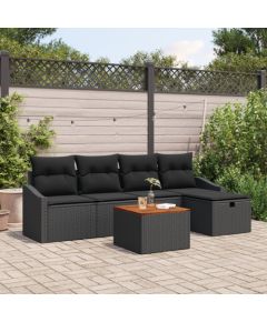 vidaXL Zestaw Sof Ogrodowych  6 Częściowy z Poduszkami Czarny Polirattan Dārza mēbeļu komplekti