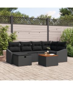 vidaXL Zestaw Sof Ogrodowych  7 z Poduszkami Czarny Polirattan Dārza mēbeļu komplekti