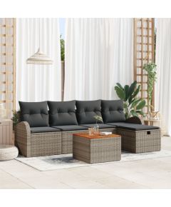 vidaXL 6-częściowy zestaw sof ogrodowych z poduszkami Szary Polirattan Dārza mēbeļu komplekti