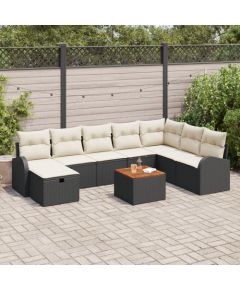 vidaXL Zestaw Sofów Ogrodowych  9 części z poduszkami Czarny Polirattan Dārza mēbeļu komplekti