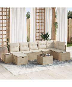 vidaXL 8-osobowy zestaw sof ogrodowych z poduszkami Beżowy Polirattan Dārza mēbeļu komplekti