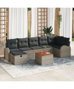 vidaXL 8-częściowy Zestaw Sof Ogrodowych z Poduszkami Szara Polirattan Dārza mēbeļu komplekti