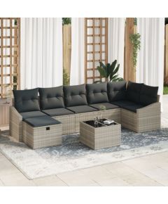 vidaXL Zestaw kanap ogrodowych  8 części z poduszkami szarymi z polirattanu Dārza mēbeļu komplekti