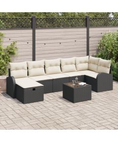 vidaXL 8-częściowy zestaw sofy ogrodowej z poduszkami czarny polirattan Dārza mēbeļu komplekti