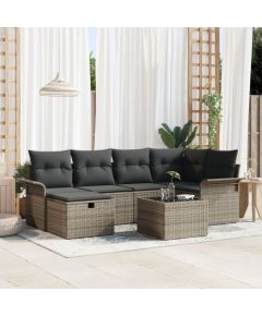 vidaXL 7 częściowy zestaw sof ogrodowych z poduszkami szary polirattan Dārza mēbeļu komplekti