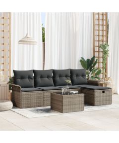 vidaXL 6-częściowy zestaw sof ogrodowych z poduszkami szary polirattan Dārza mēbeļu komplekti