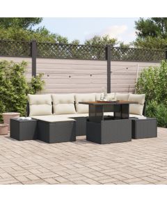 vidaXL 7-częściowy Zestaw Sofy Ogrodowej z Poduszkami Czarny Polirattan Dārza mēbeļu komplekti