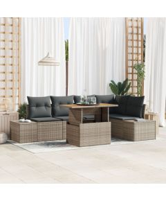 vidaXL 6-częściowy zestaw sof ogrodowych z poduszkami Szary Polirattan Dārza mēbeļu komplekti