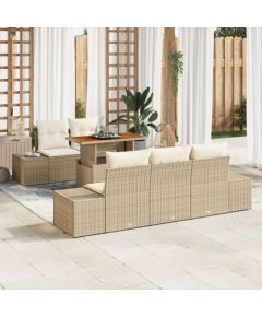 vidaXL 6-częściowy zestaw sof ogrodowych z poduszkami Beżowy z polirattanu Dārza mēbeļu komplekti