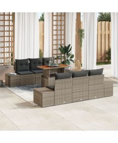 vidaXL Zestaw sofy ogrodowej  7-częściowy z poduszkami szary polirattan Dārza mēbeļu komplekti