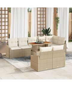 vidaXL 9-częściowy zestaw sof ogrodowych z poduszkami Beżowy Polirattan Dārza mēbeļu komplekti